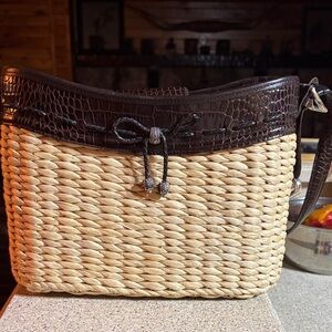 Brighton Brown and Tan Woven Women's Bag- Like new… minimal use
